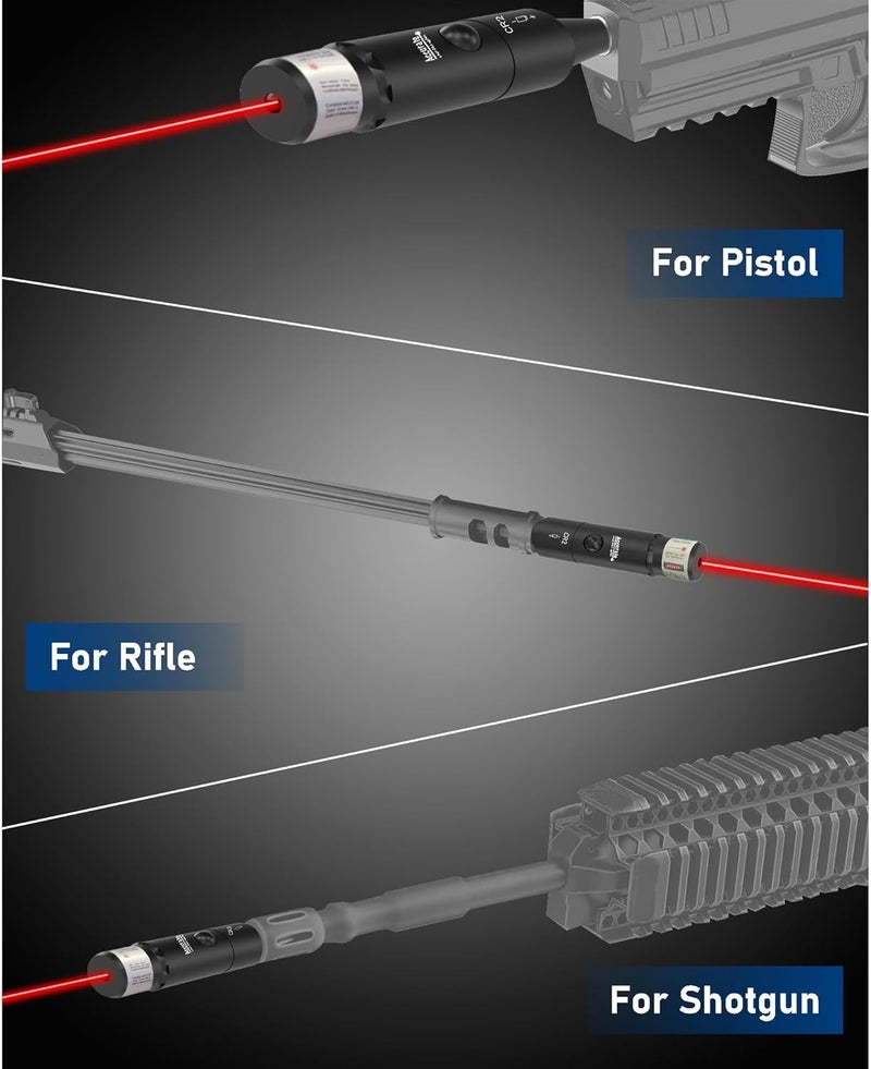 UUQ Professional Laser Bore Sight Kit with Button Switch,Red/Green Laser with 32 Adapters for 0.17 to 12GA Calibers,Suitable for Pistol Rifle Airsoft & Shotgun,Powerful Hunting Equipment - Image 4